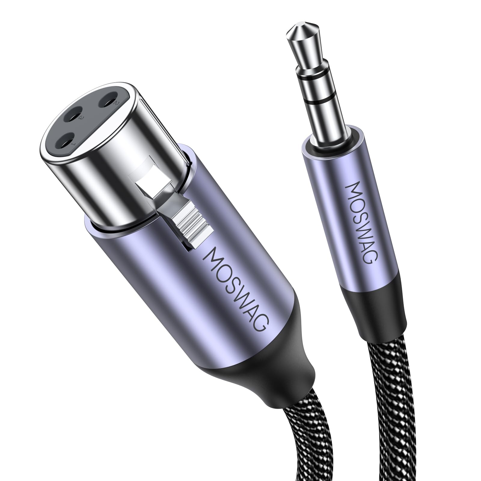 MOSWAG 1M/3.28FT 3.5mm Mini Jack to XLR Cable Balanced, xlr to 1/8 inch microphone cable, XLR 3 pin Female Jack Mic Microphone to 3.5mm Audio Cable Connector Compatible with Computer