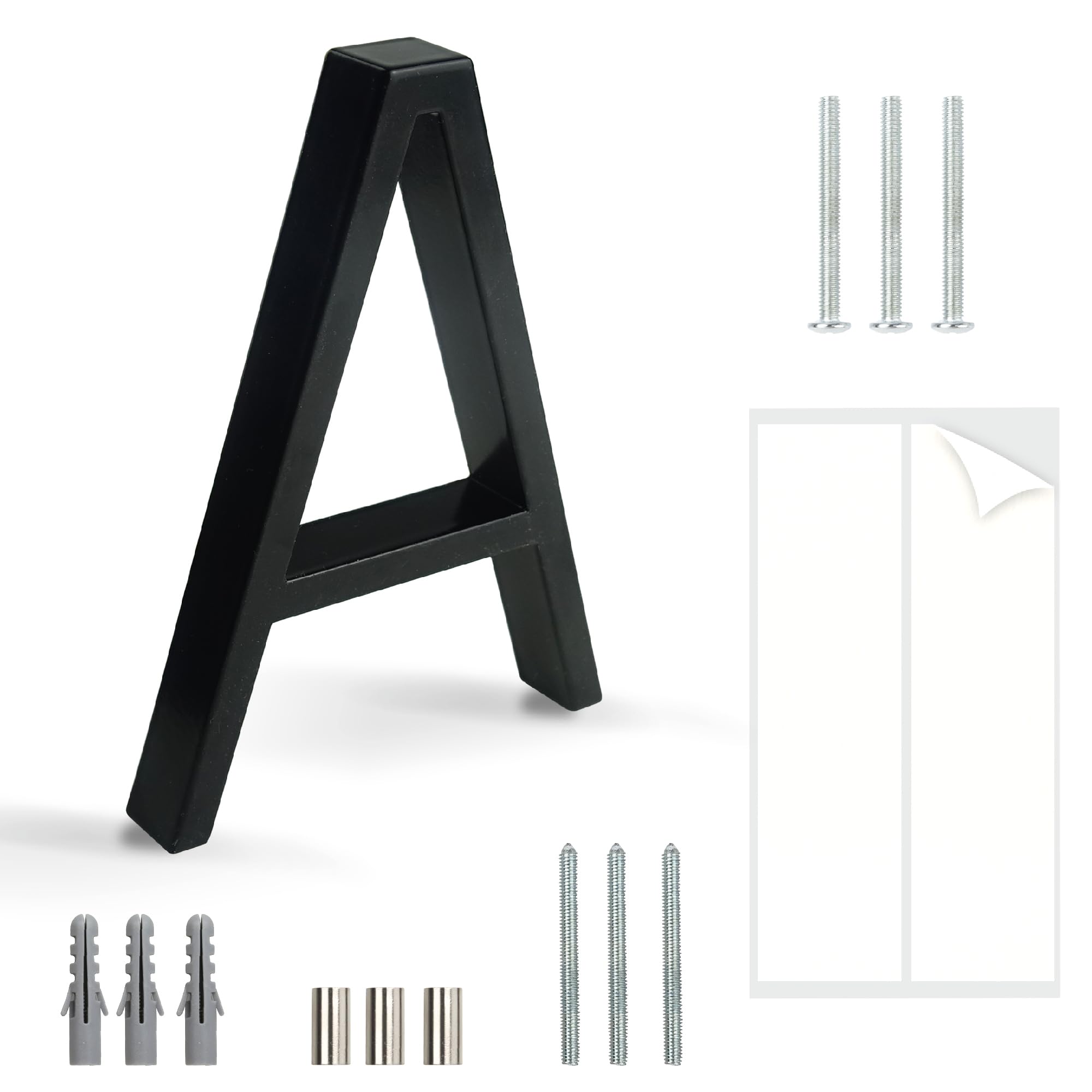 HASWARE Floating House Number Sign: 5 inch Modern Door Signage - Striking for Street Home Address Numerals (A, Black)