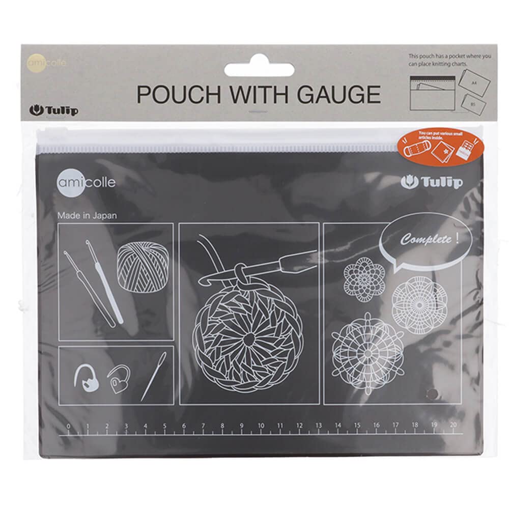 Tulip Crochet Accessory Pouch with Gauge and Hooks, Brown, 1 Unit