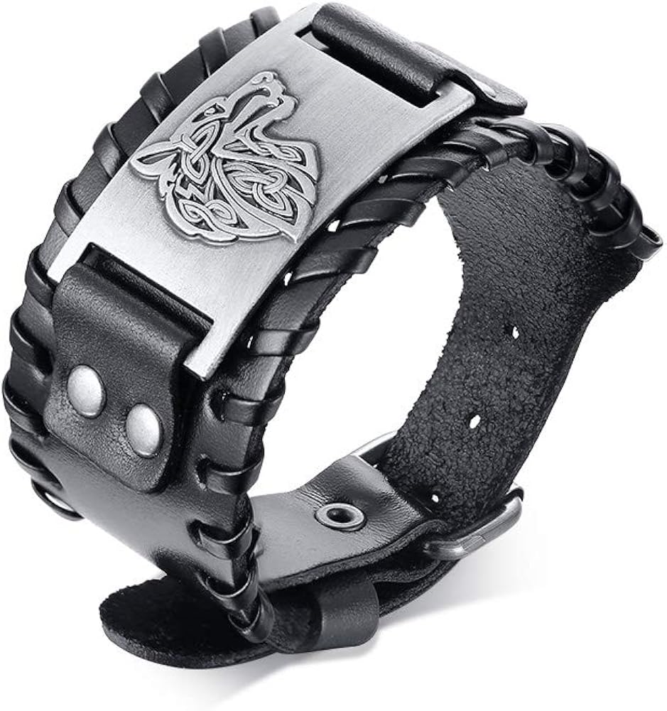 VNOX Mens Thor's Hammer Bracelet Black Braided Rope Wristbands Stainless Steel Norse Viking Jewelry Valknut Protection Amulet Birthday Gift for Men Boys (Bracelet-19)