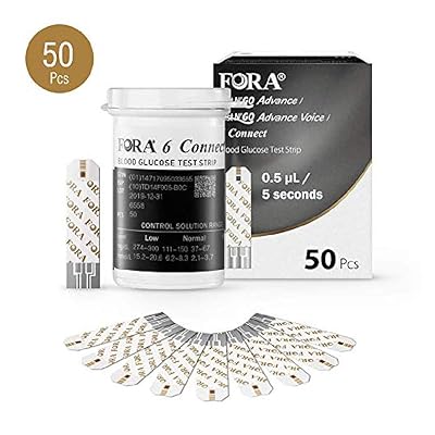 FORA6Connect 50 Blood Glucose Test Strips, Accurate Blood Sugar Measurement for Diabetes