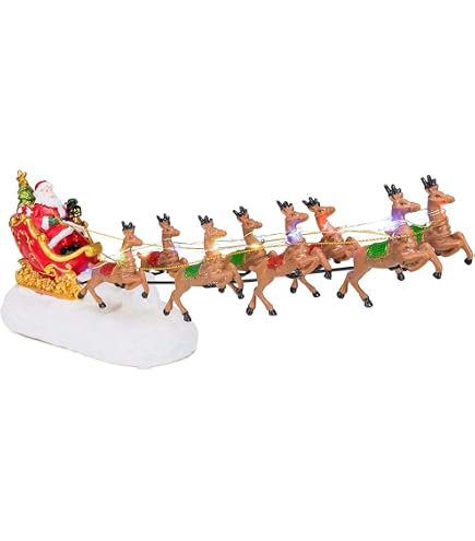 Aazon.co: Roan 31078 7.75 usical Santa in Sleigh Doe Village with