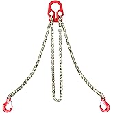Reinforced Grade 80 Chain Sling 5/16" x 10FT – Dual Leg Lifting Chain with Adjustable Grab Hooks & Load Binder – 7,000 lbs WLL – Heavy-Duty Rigging for Hoists, Towing, and Industrial