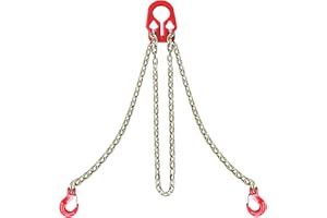 Reinforced Grade 80 Chain Sling 5/16" x 10FT – Dual Leg Lifting Chain with Adjustable Grab Hooks & Load Binder – 7,000 lbs WL