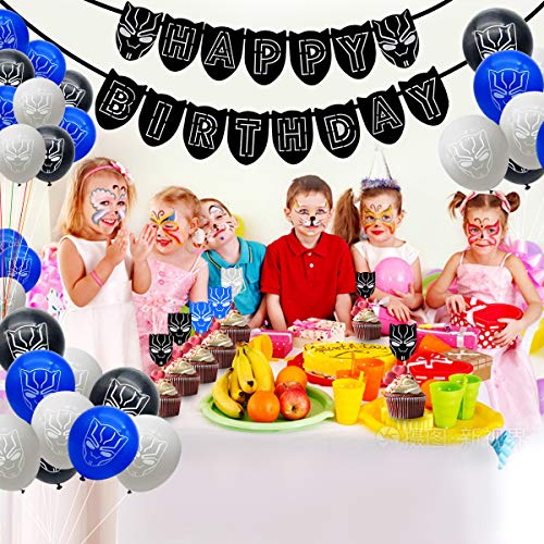 61 Pack Black Panther Party Supplies Set for Family Birthday Party