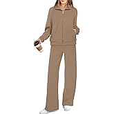 XIEERDUO Women's 2 Piece Lounge Sets Full Zip Up Sweatsuit Wide Leg Tracksuit Workout Outfits Fashion Airport Wear