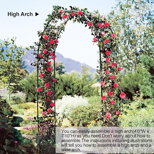 MANYUK Black Metal Pergola Arbor, Metal Arch Frame, Garden Arch Trellis for Various Climbing Plants Wedding Garden Arch Bridal Party Decoration