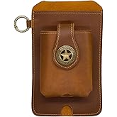 FLONSA Leather Phone Holster, Premium Cowhide Phone Belt Holder Vintage Cell Phone Holster with Belt Clip Universal Fit for Large and XL Smartphones(Brown)
