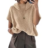 ZDC Womens Oversized Turtleneck Sweaters Short Batwing Sleeve Casual Slouchy Loose Fit Lightweight Pullover Knit Tops