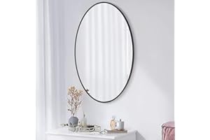 SCWF-GZ 20x30 Oval Mirror Round Full Length Wall Mounted Hanging or Against Wall Metal Frame Dressing Make-up Mirrors for Entryway Bedroom Bathroom Living Room 30 20 inch Black
