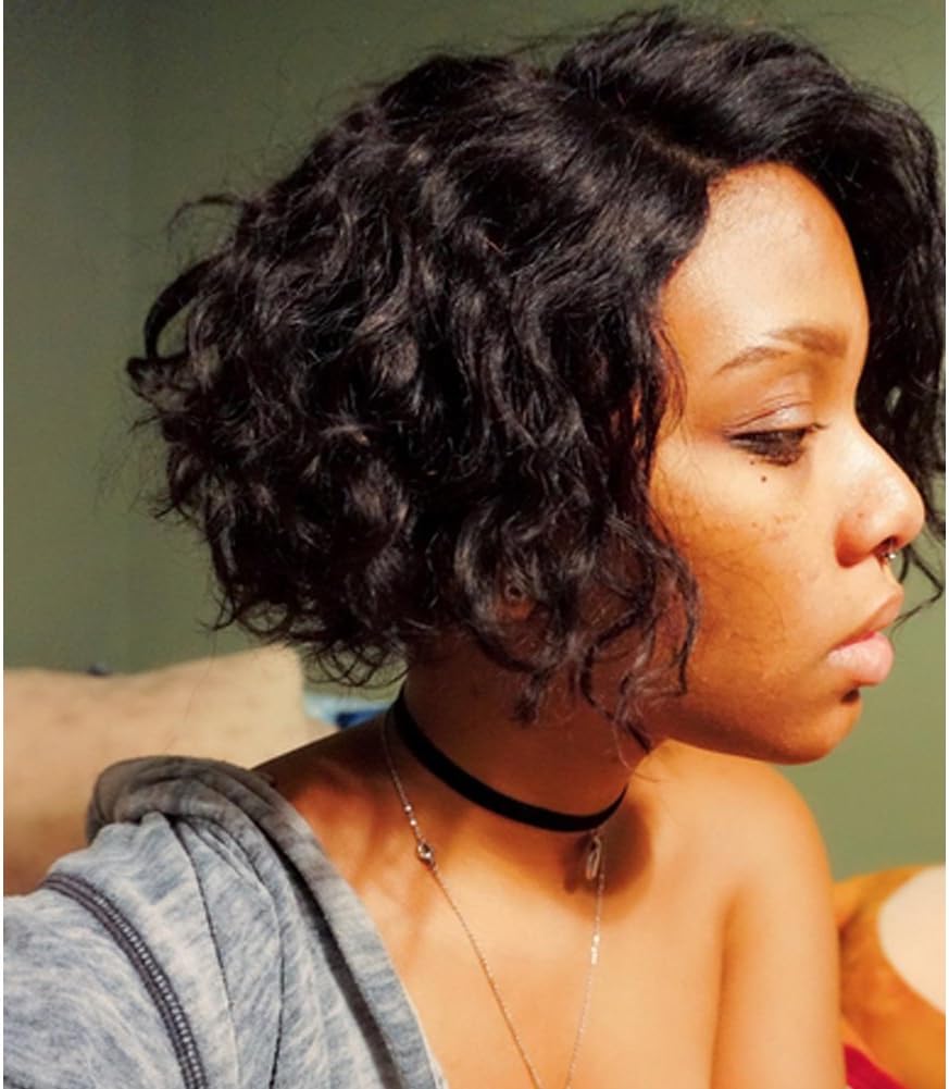 UDU Short Loose Wave Wigs Short Bob None Lace Front Loose Curly Wigs 130% Brazilian Human Hair Side Part Glueless Brazilian Remy Human Hair Wigs For WomenBrazilian Remy Human Hair Wigs For Women