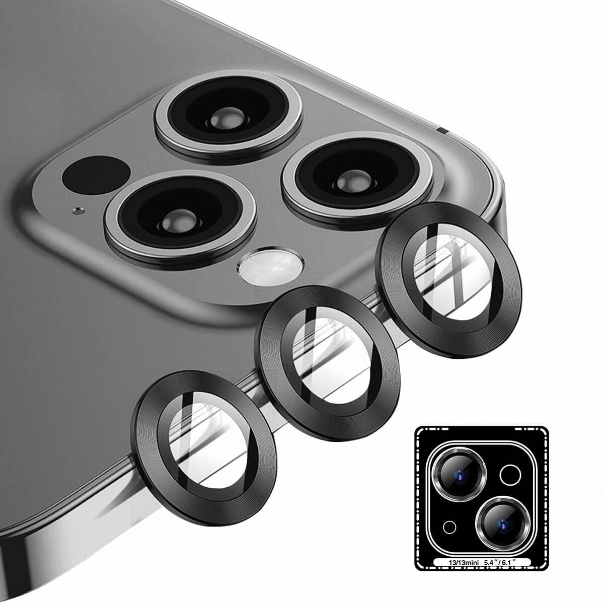 dethinton Camera Lens Protector Compatible with iPhone 13 Pro/iPhone 13 Pro Max, HD Camera Lens Screen Cover Case, Aluminum Alloy Lens Circle Cover [Installation Tray] - Graphite…