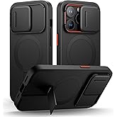 SURITCH for iPhone 14 Pro Case with Magnetic Camera Slide Cover and Adjustable Kickstand, Compatible with MagSafe, Shockproof Bumper Case Slim Protective Cover for iPhone 14 Pro 6.1 Inch, Black