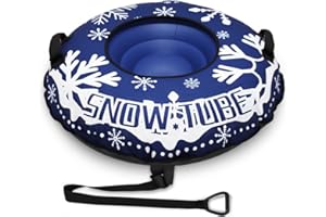 HYFOO Snow Tube for Adult and Kids,Infatable Heavy Duty Snow Sled with Canvas Cover, Padded Handles, Thickened Bottom,Winter Outdoor Toy Gift
