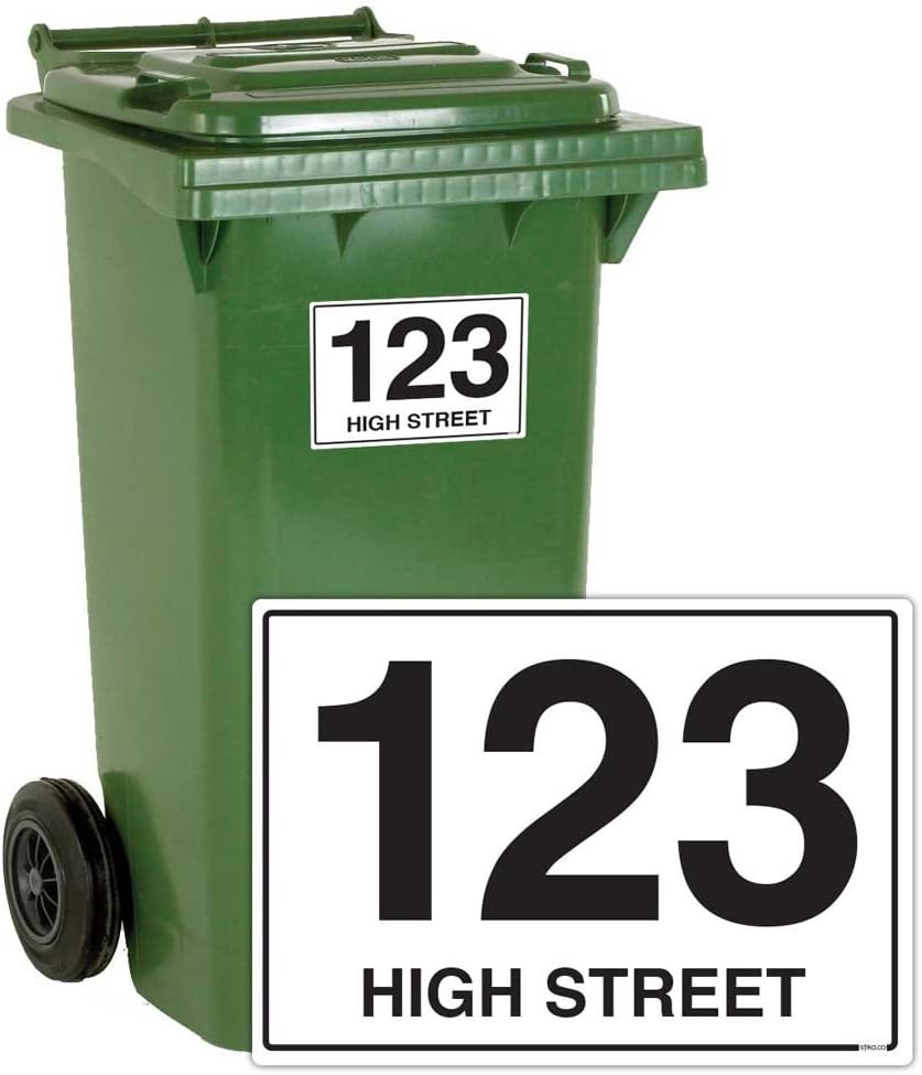 stika.co Pack of 4 Personalised wheelie bin stickers with Number and