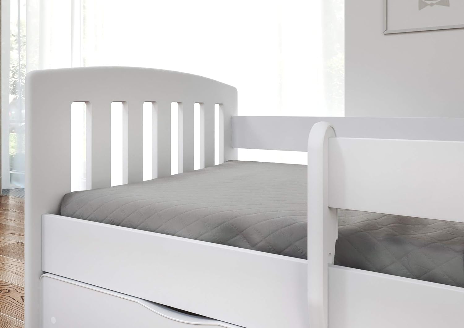 Parfait Pour Les Garcons Et Les Filles Lit Enfant Lit Enfant Junior Lit Simple Pour Enfant Avec Matelas Et Tiroir Sous Lit Inclus Classique Peintures Ecologiques Utilisees Bebe Puericulture Lits Cages