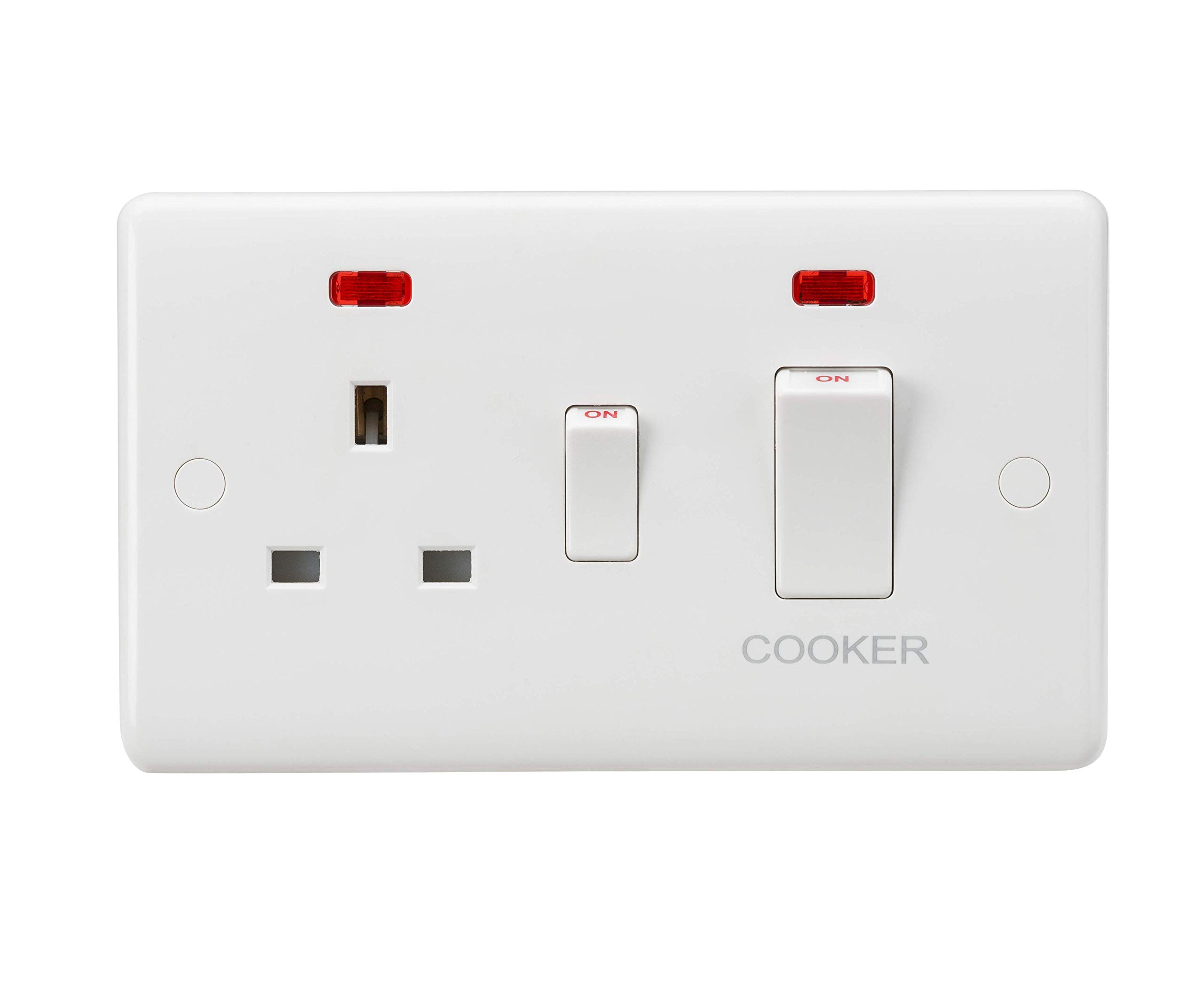 Knightsbridge CU8331 Curved Edge 45 A DP Switch, White