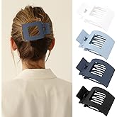 Velscrun Flat Hair Clips for Women Girls, Matte Lay Flat Claw Clips, Strong Hold Large Hair Clip for Thick or Thin Hair, French Duck Billed Hair Jaw Claw Clip, Non Slip Grip for Daily Styling Blue