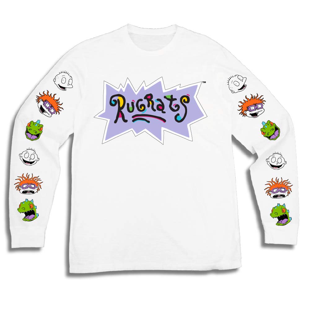 Nickelodeon Mens Long Sleeve Shirt - #TBT Mens 1990's Clothing - Rugrats, Hey Arnold, Ren and Stimpy