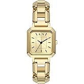 Armani Exchange AX Women's Watch, Square Watch for Women with Stainless Steel or Leather Band