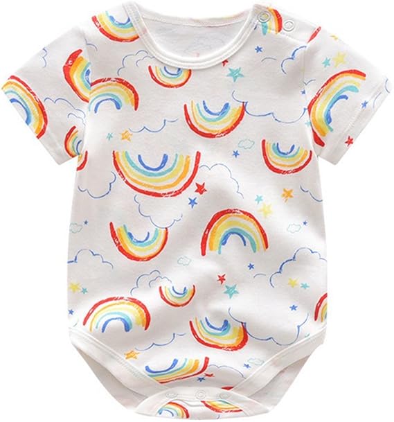 Amazon Co Jp Zooarts ベビー服 ロンパース 男の子 女の子 夏 半袖 綿 かわいい カラフル 新生児 カバーオール ボディースーツ 柔らかい おしゃれ あんよしはじめる 虹 59 3 6ヶ月 服 ファッション小物