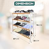 1ABOVE Bamboo Shoe Rack Plant Rack 4 Tier White Natural view 4