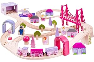 BIGJIGS TOYS Bigjigs Rail Wooden Fairy Town Train Set - 75 Play Pieces
