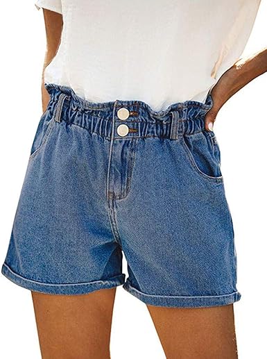 stretchy waist jean shorts