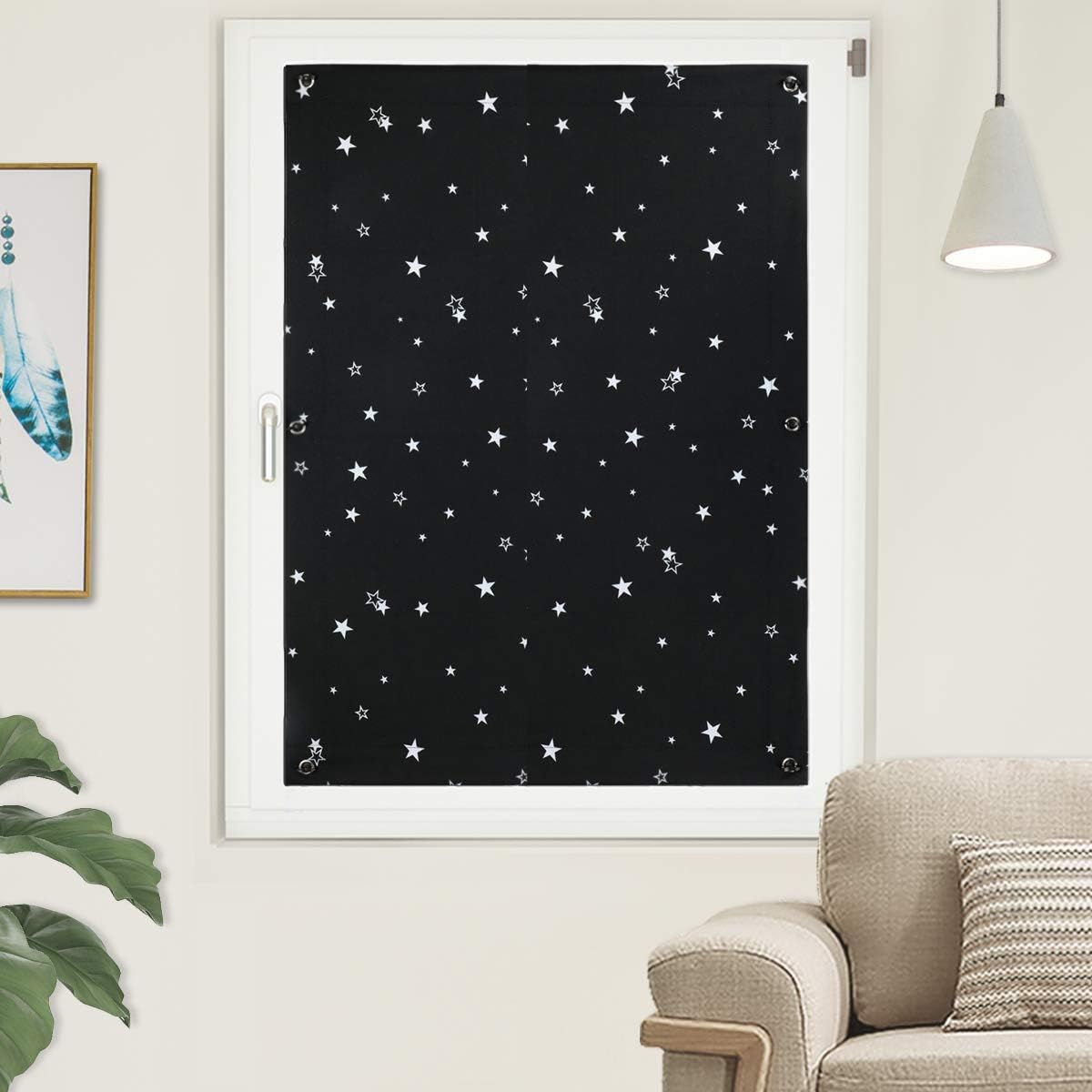 Oxdigi Blackout Blind Shade with Suction Cups Temporary Portable Window Cover for Travel Baby Nursery Bedroom Car RV Thermal Insulated 100% Blackout Darkening Curtain 37.8" x 39.3"