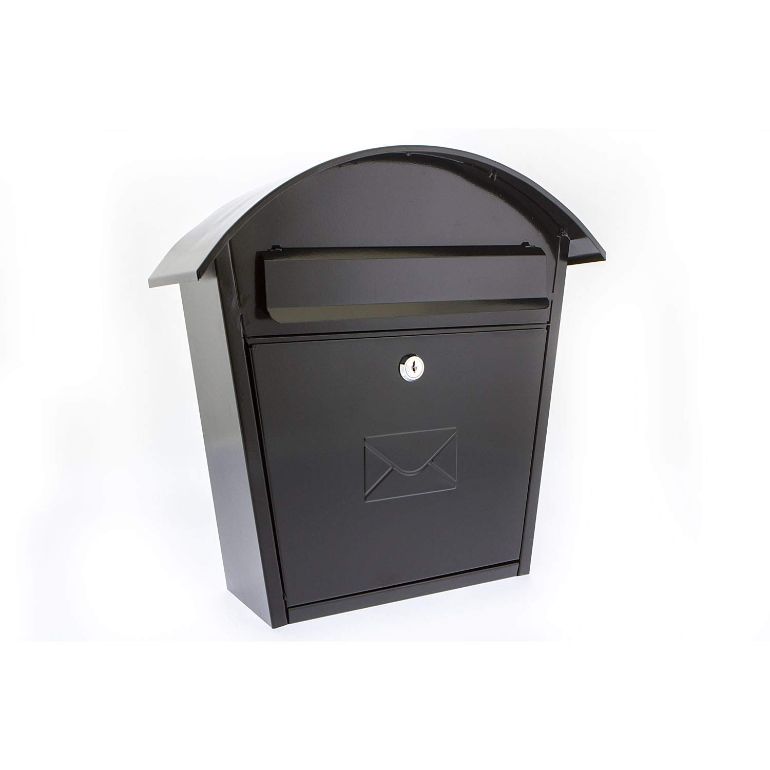 Sterling Humber Wall Mounted Galvanised Steel Lockable Weatherproof Post Box - Black, 366x372x136mm
