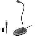 USB Microphone, Plug & Play Microphone for PC, Desktop Omnidirectional Condenser Laptop Mic, Mute Button with LED Indicator, Compatible with Windows/Mac, Ideal for YouTube Videos, Skype, Recording