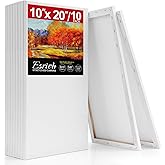 ESRICH Long Canvas for Painting 10x20 Inch, 10Pack Stretched Canvas for Painting, Primed Acid-Free Cotton Rectangular Blank Canvases, Art Paint Canvases for Oil,Watercolor,Acrylic Paint,Gouache