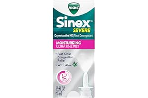 Vicks Sinex Severe Nasal Spray with Moisturizing Ultra Fine Mist, Decongestant for Stuffy Nose Relief from Cold, Allergy, Sinus Pressure - 265 Sprays