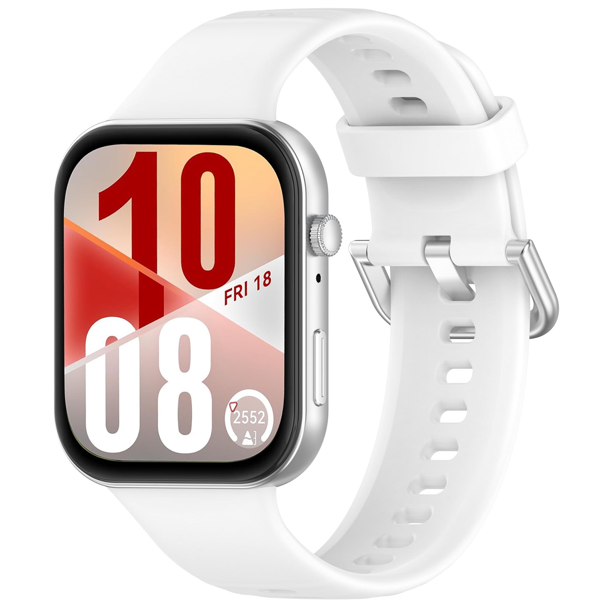 Wownadu Straps Compatible for Huawei Watch Fit 4/4 Pro / 3 Strap White Silicone Adjustable Classic Wristbands for Men Women Replacement Watchbands (Strap Only)