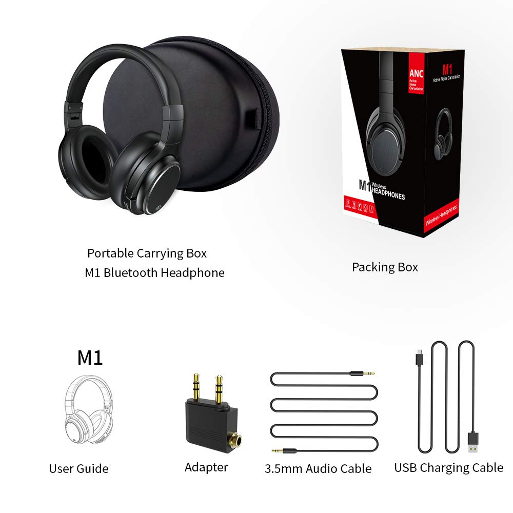 Bluetooth Over Ear Kopfhörer Noise Cancelling Wireless HiFi Bass Stereo 50 Std.Laufzeit Headset für Telefon PC TV Tablets