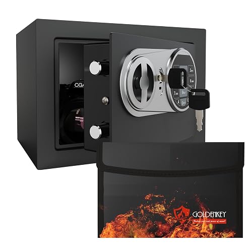 Goldenkey Small Safe with Fireproof Bag, Digital Mini Money Safe with ...
