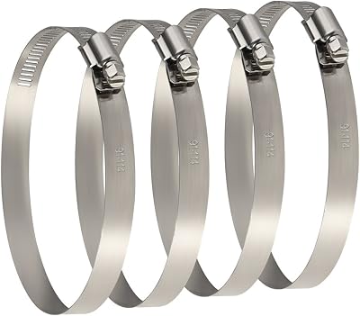 TUPARKA 4 Pack Large Stainless Steel Hose Clips 91-114mm Adjustable