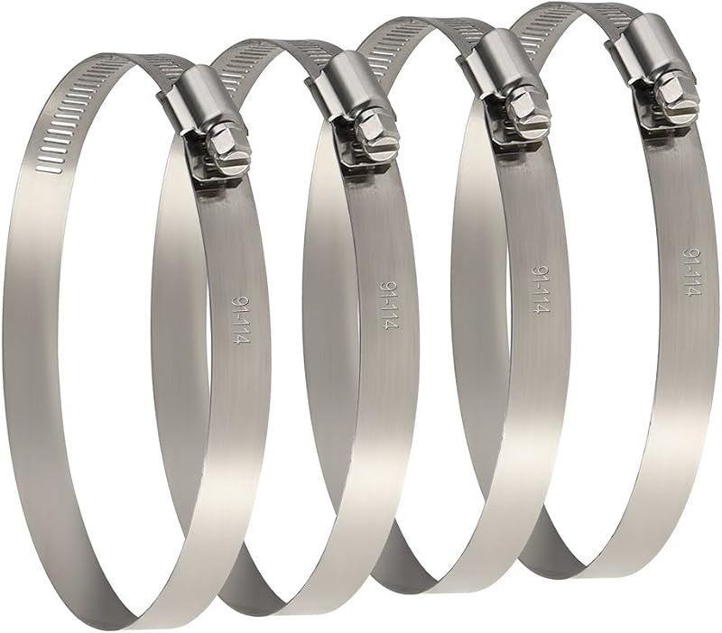 TUPARKA 4 Pack Large Stainless Steel Hose Clips 91-114mm Adjustable
