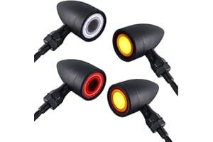 BOSYCY Motorcycle Bullet Turn Signals LED Front Rear Lights 4 PCS, 40 LEDs Retro Switchback Running Turn Brake Light Blinkers Universal Fit Harley Dyna Chopper Bobber Suzuki Yamaha Honda -Black