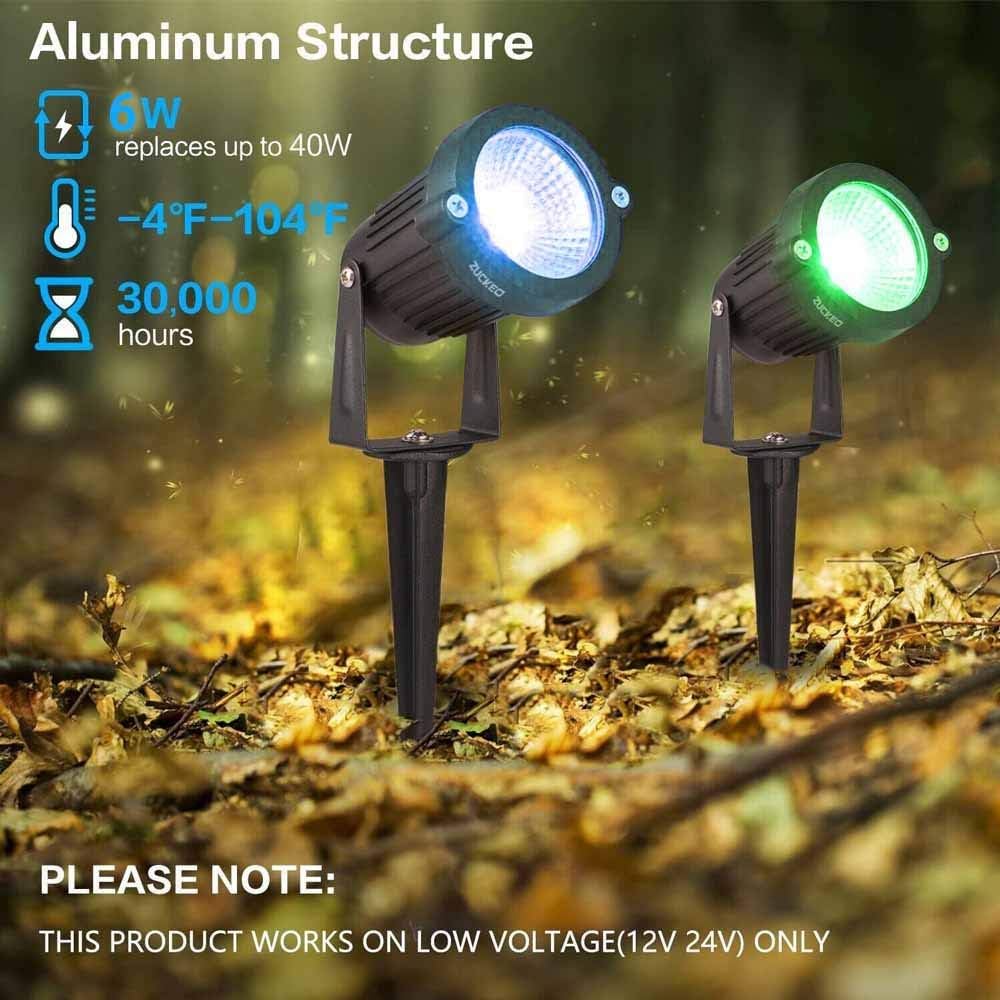 ZUCKEO Landscape Lighting 6W RGB Remote Control LED Landscape Lights 12V 24V Low Voltage Garden Pathway Lights, Waterproof 16 Color-Changing Decorative Lights for Indoors Outdoors(8 Pack) - - 