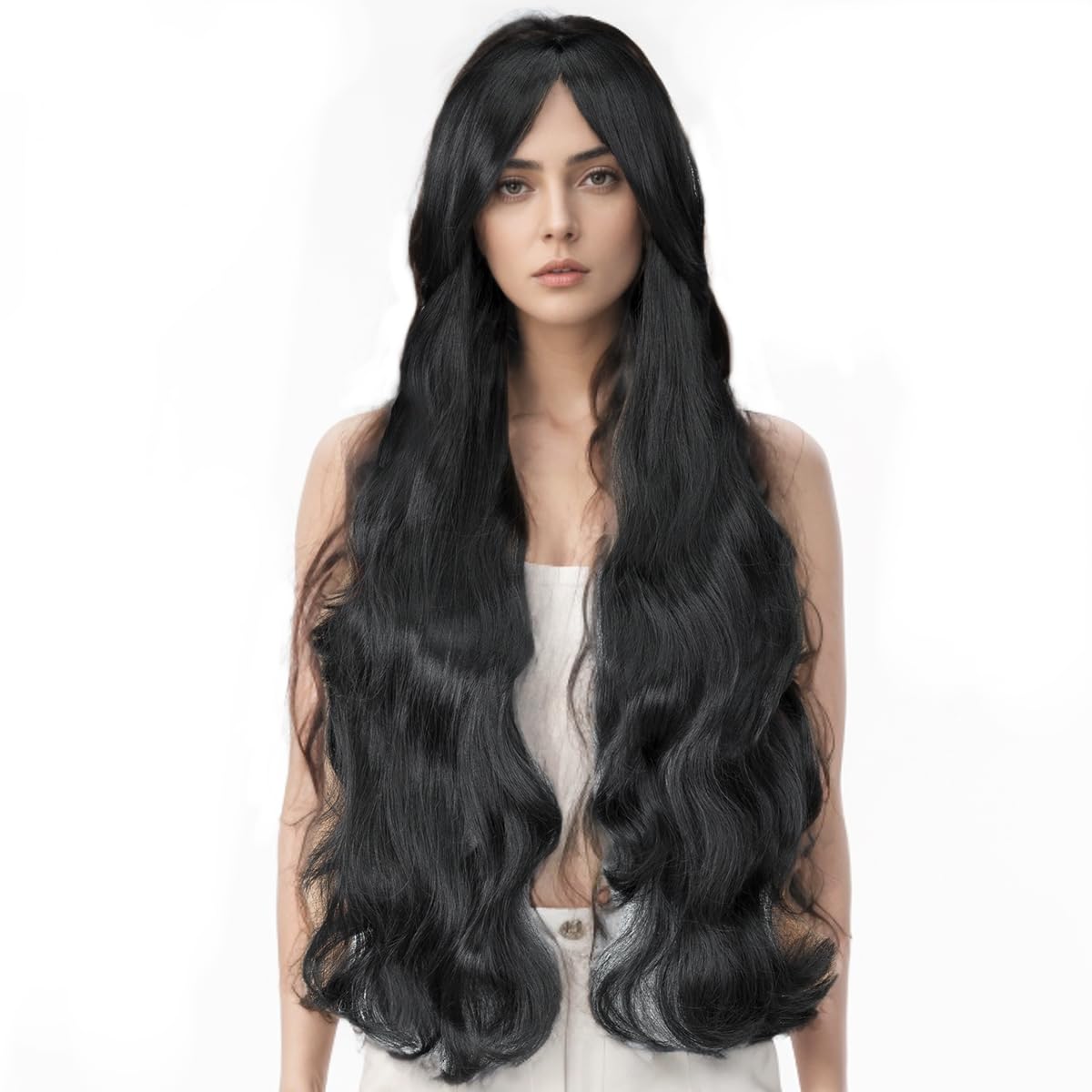 Yamel Hair Wigs for Women 32 Inch Long Curly Black Synthetic Wig Adjustable Middle Part Anime Wigs for Cosplay Party Daily Use — image 1