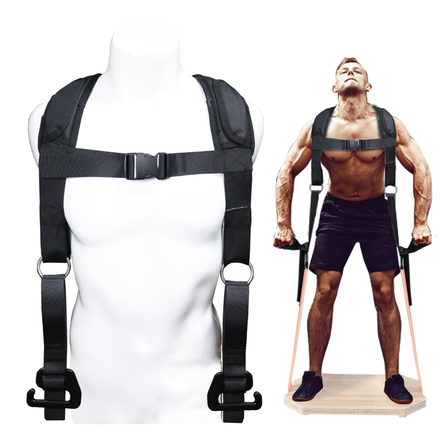 Photo 1 of Squat Harness Vest for Resistance Bands – Adjustable Training Strap with Padded Shoulder Support, Quick-Release Buckle & e-Hook for Full-Body Strength Training, Ideal for Squats & Functional Workouts