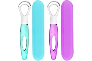 MR LION Tongue Cleaner, Tongue Scraper, Tongue Cleanser, Tongue Scraper, Tongue Scraper Cleaner, Helps Fight Bad Breath, Tongue Scrapers (Purple&Blue)