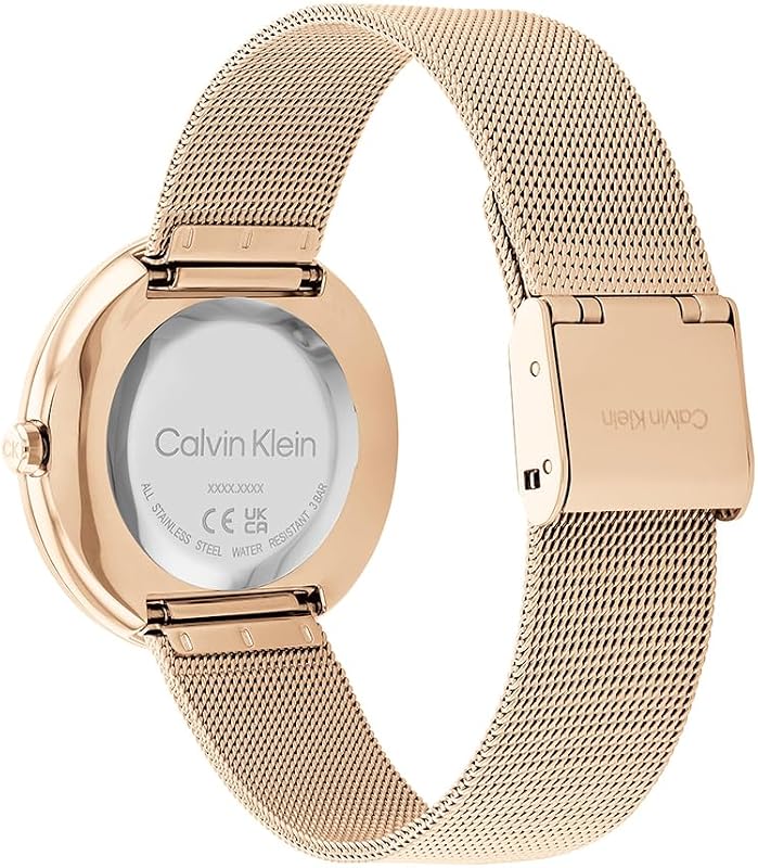 Analog Quarzuhr für Damen Kollektion Twisted Bezel mit Rotgoldfarbenes Edelstahl-Mesh-Gliederarmband - 25200013