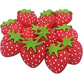 Arakierst 15pcs Red Silicone Strawberry Beads for Keychain Silicone Beads Loose Spacer Beads for Pen DIY Making Woman Lanyard Pendant Handmade Beads