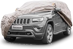 Tecoom Thick Shell Super Breathable-Waterproof Windproof Snow Sun Rain UV Protective Outdoor All Weather SUV Car Cover Fit 191-205 inches SUV