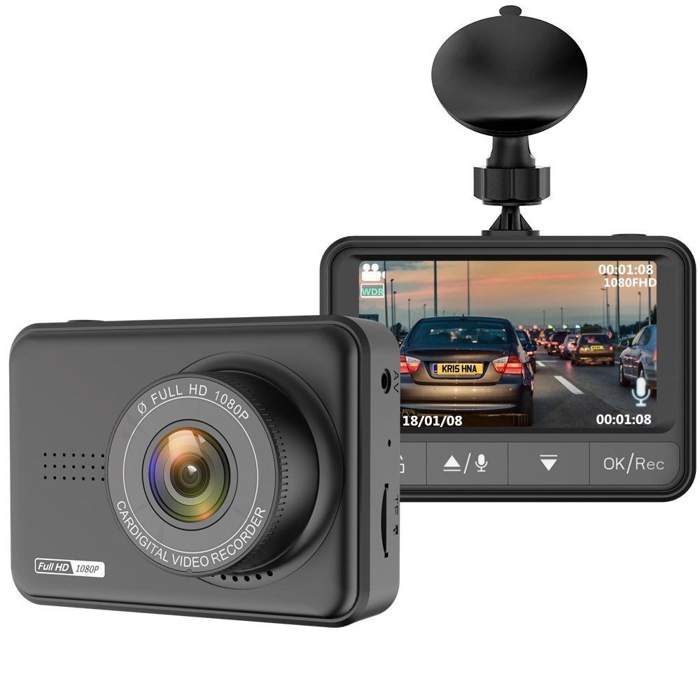 Dash Cam for Cars, 2.45'' LCD Full HD 1080P Car Dashboard Camera Recorder with 170° Wide Angle, Night Vision, G-Sensor, Loop Recording, WDR