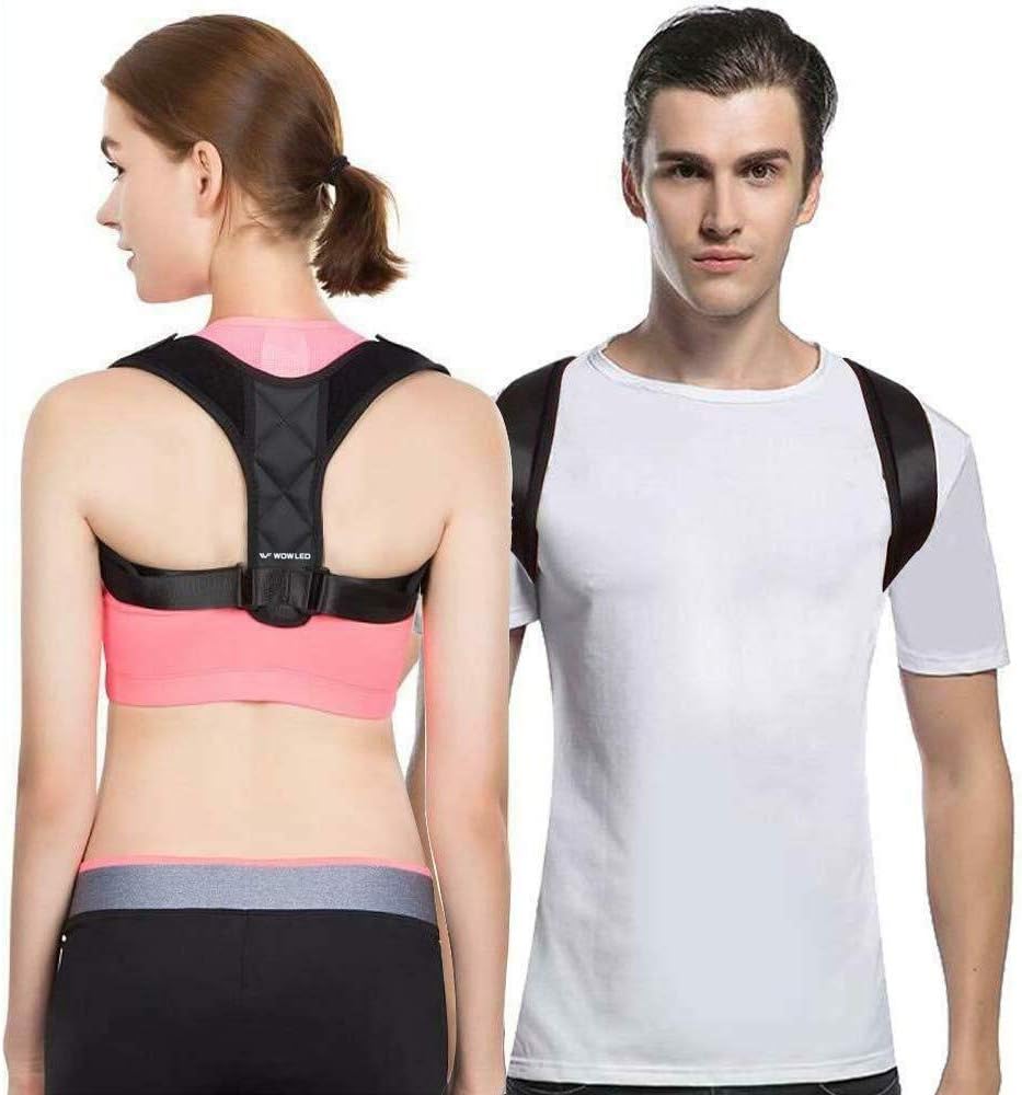 Posture Corrector for Men and Women, WOWLED Adjustable Back Support, Back Straightener Effective for Upper Back, Neck Pain Relief and Shoulder Support- Unisex