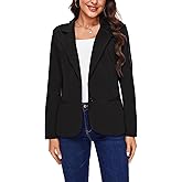 MINTLIMIT Women Long Sleeve Blazer Button Front Work Casual Office Lapel Suit Jacket Lightweight Knit Blazers with Pockets