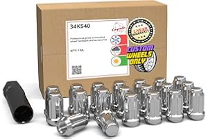 Wheel Accessories Parts 20 Pcs 7/16"-20 Thread Car Spline 35mm 1.38" Long Lug Nuts Chrome Spline Hex Fits Many Classic Chevrolet Buick GMC Pontiac Vehicles
